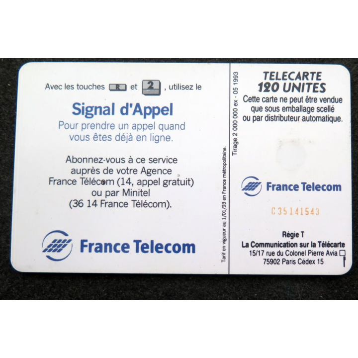 Carte téléphonique télécarte 120 unités France Telecom Signal d'Appel 10 F par mois