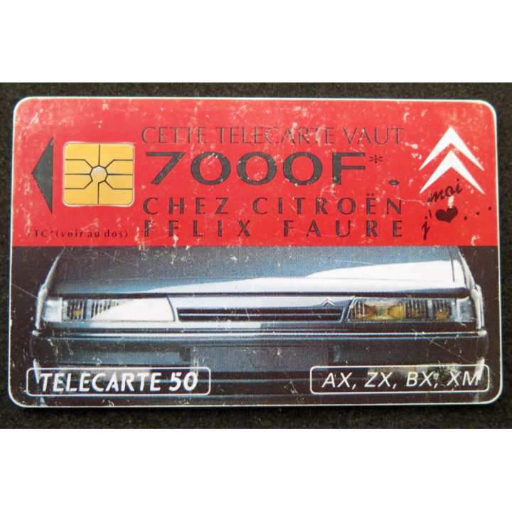 Carte téléphonique télécarte 50 unités Cette télécarte vaut 7000 F chez Citroën Félix Faure