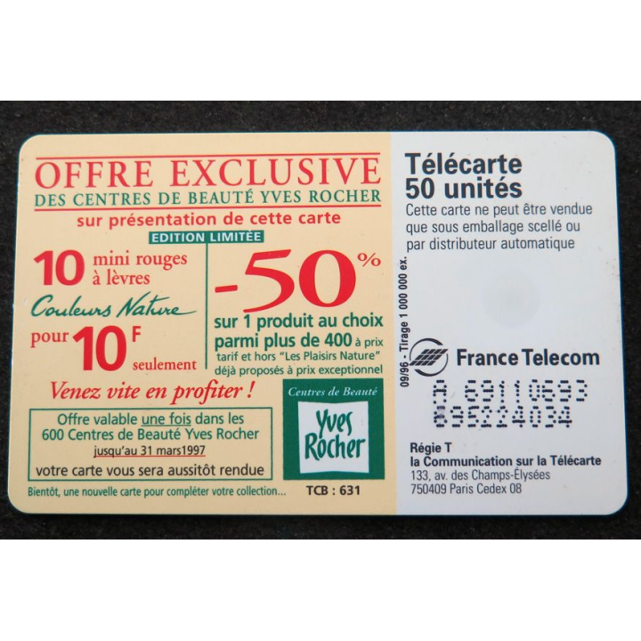 Carte téléphonique télécarte 50 unités Yves Rocher Irrésistible 