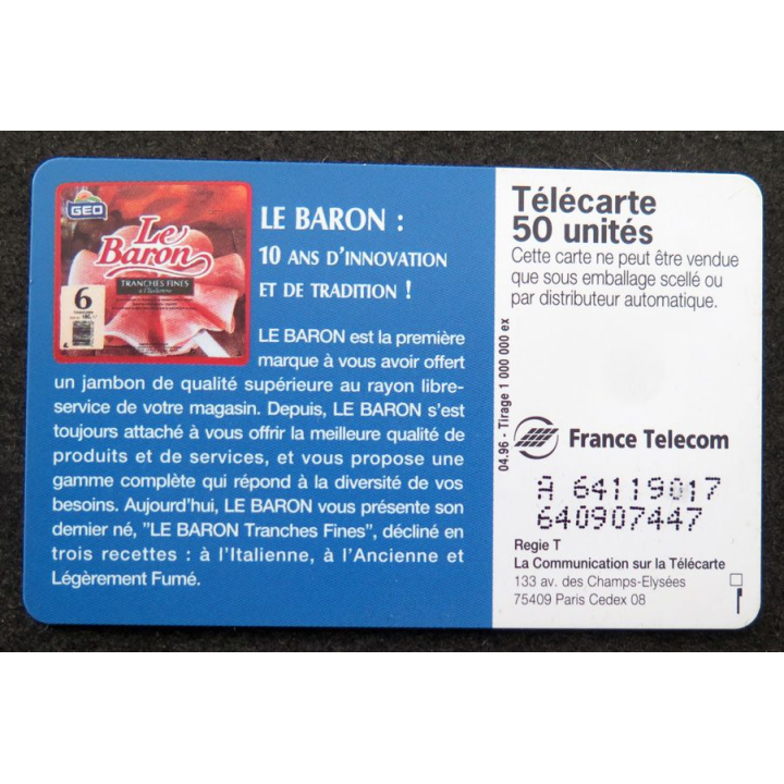 Carte téléphonique télécarte 50 unités Le Baron