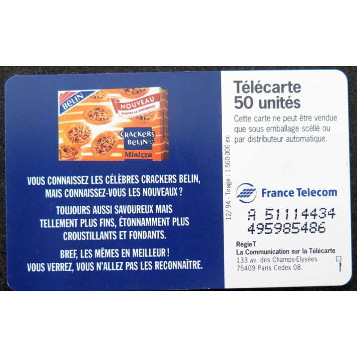 Carte téléphonique télécarte 50 unités Nouveaux crackers Belin