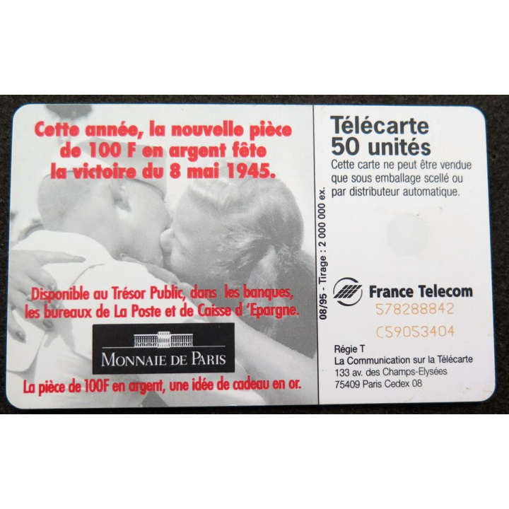 Carte téléphonique télécarte 50 unités Mai 45 - Mai 95 sans la puce