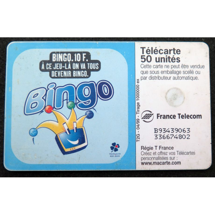 Carte téléphonique télécarte 50 unités Bingo