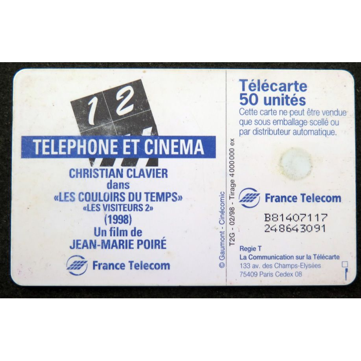 Carte téléphonique télécarte 50 unités Christian Clavier dans les couloirs du temps