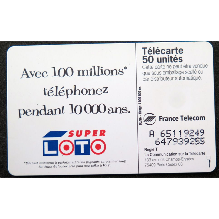 Carte téléphonique télécarte 50 unités Super Loto