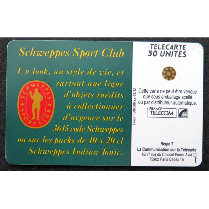 Carte téléphonique télécarte 50 unités Schweppes Réfrigérateur