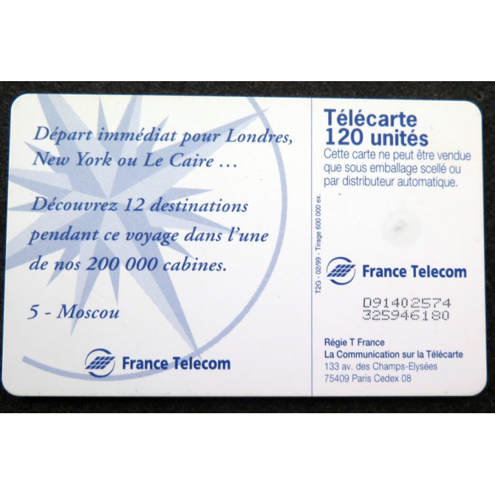 Carte téléphonique télécarte 50 unités Départ immédiat pour Moscou