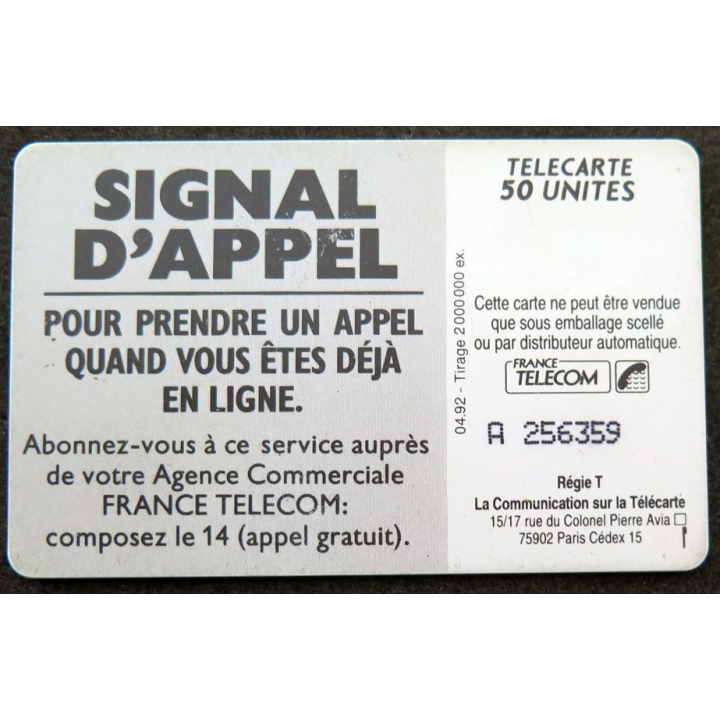Carte téléphonique télécarte 50 unités Signal d'Appel