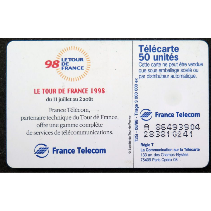 Carte téléphonique télécarte 50 Tour de France 1998