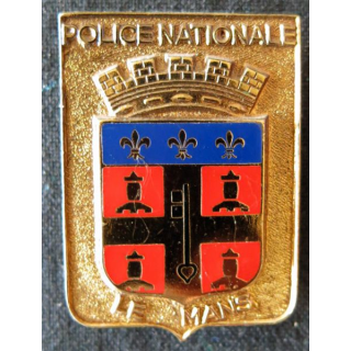 POLICE : insigne métallique de la Police nationale de la ville de Le Mans de fabrication Drago Paris