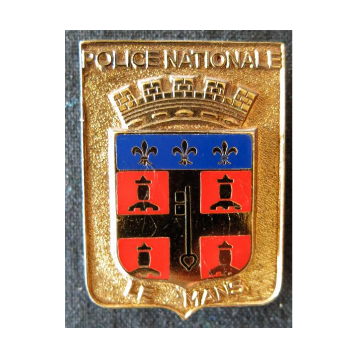 POLICE : insigne métallique de la Police nationale de la ville de Le Mans de fabrication Drago Paris