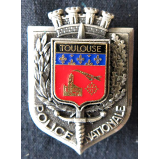 POLICE : insigne métallique de la Police nationale de la ville de Toulouse de fabrication Delsart Sens