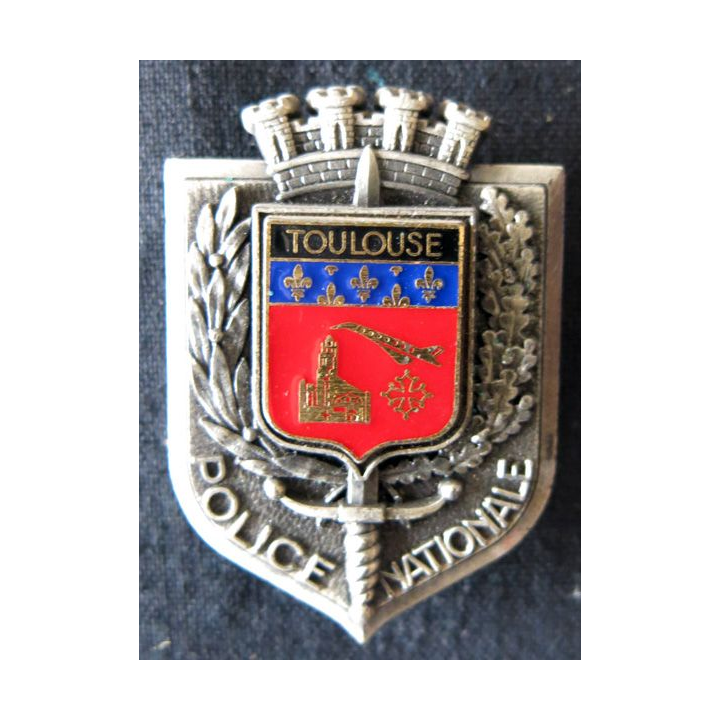 POLICE : insigne métallique de la Police nationale de la ville de Toulouse de fabrication Delsart Sens