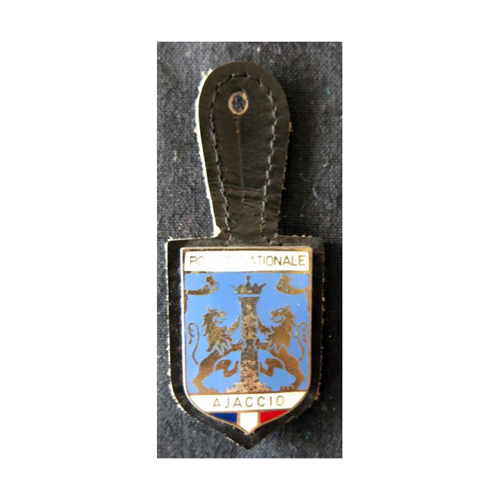 POLICE : insigne métallique de la Police nationale de la ville d' Ajaccio de fabrication Drago Paris