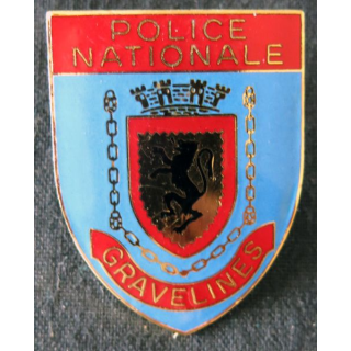 POLICE : insigne métallique en émail de la Police nationale de la ville de Gravelines