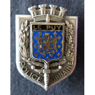 POLICE : insigne métallique de la Police urbaine de la ville Le Puy de fabrication Delsart Sens