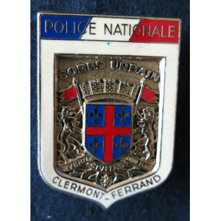 POLICE : insigne métallique de la Police nationale, corps urbain de Clermont-Ferrand fabrication Drago Paris