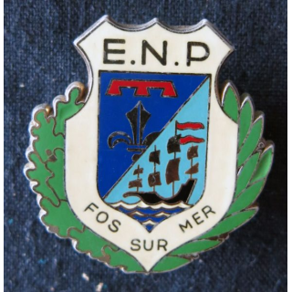 POLICE : insigne métallique de l'Ecole nationale de Police de Fos sur Mer type 2 de fabrication Delsart