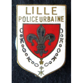 POLICE : insigne métallique en émail de la Police urbaine de la ville de Lille