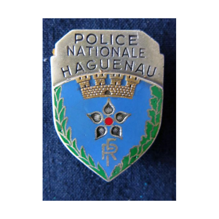 POLICE : insigne métallique de la Police nationale de la ville de Haguenau de fabrication Drago Paris