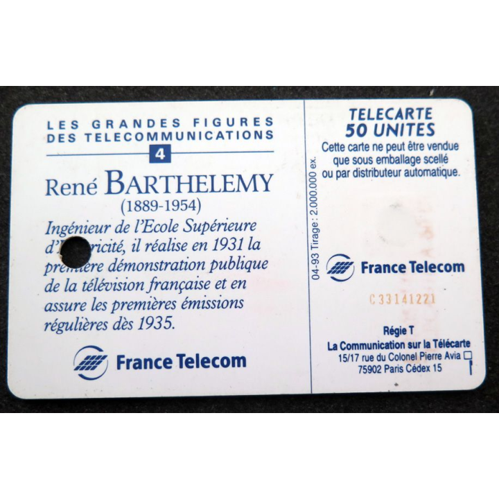 Carte téléphonique télécarte 50 René Barthélémy