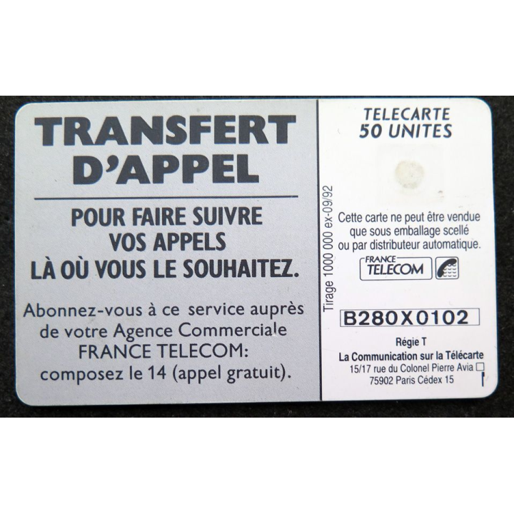 Carte téléphonique télécarte 50 Transfert d'Appel