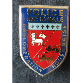 POLICE : insigne métallique de la Police nationale de l'Agglomération Rouennaise de fabrication Drago Paris