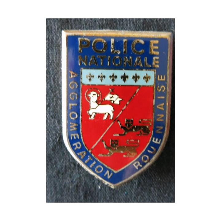 POLICE : insigne métallique de la Police nationale de l'Agglomération Rouennaise de fabrication Drago Paris