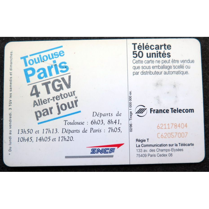 Carte téléphonique télécarte 50 SNCF TGV