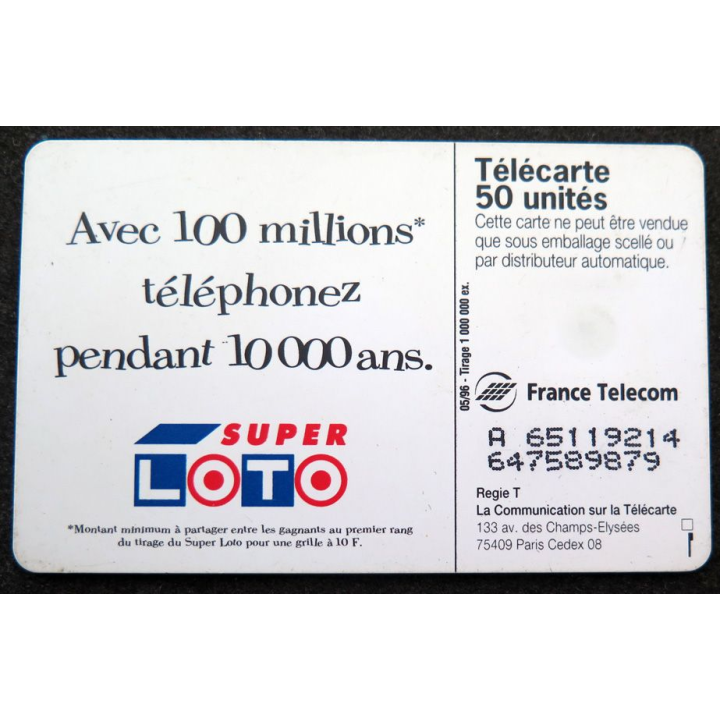 Carte téléphonique télécarte 50 Super Loto 