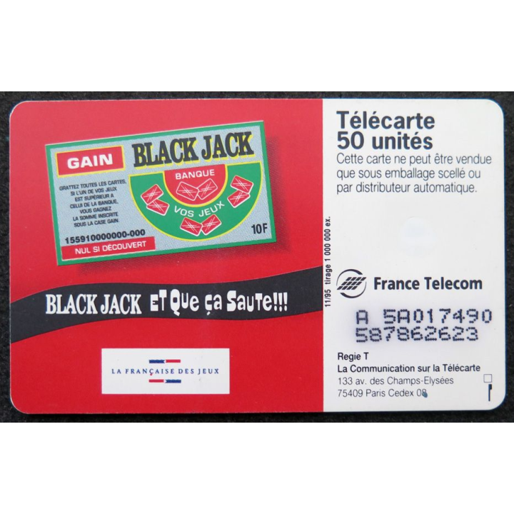 Carte téléphonique télécarte 50 Black Jack
