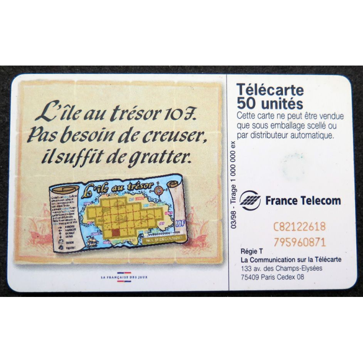 Carte téléphonique télécarte 50 L'Ile aux Trésors