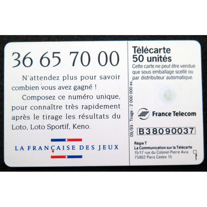 Carte téléphonique télécarte 50 Loto Sportif