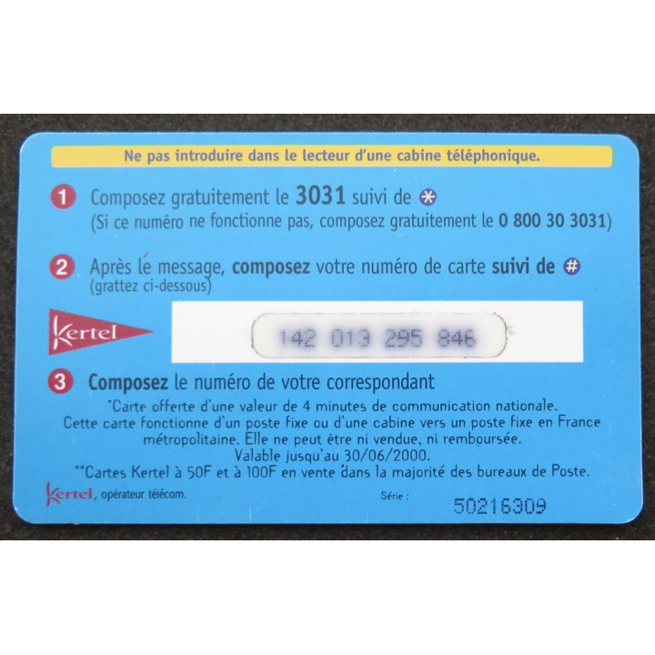 Carte téléphonique télécarte 50 4 mn La Poste