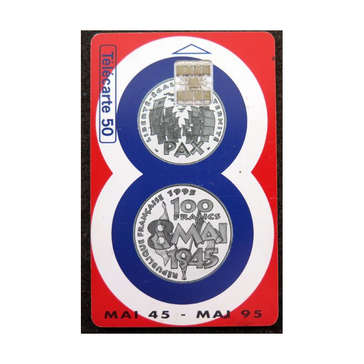Carte téléphonique télécarte 50 100 Francs argent 8 mai 1945
