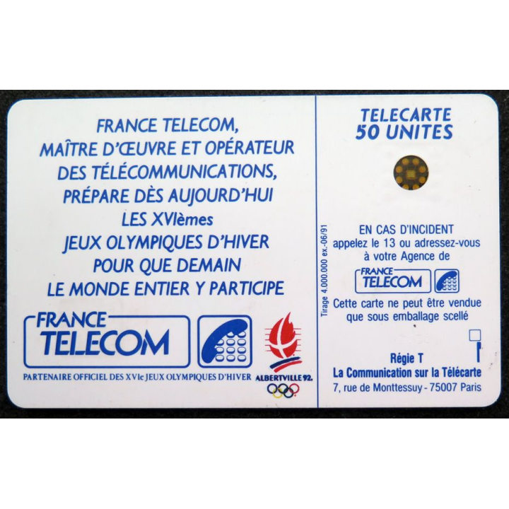 Carte téléphonique télécarte 50 unités XVI° Jeux olympiques d'hiver