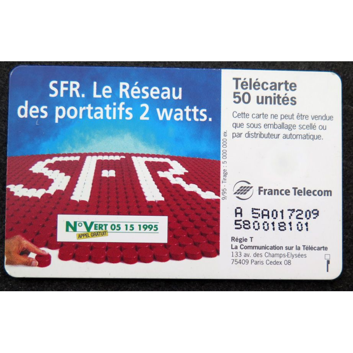 Carte téléphonique télécarte 50 unités SFR et si vous téléphoniez Avec un portatif 2 watts