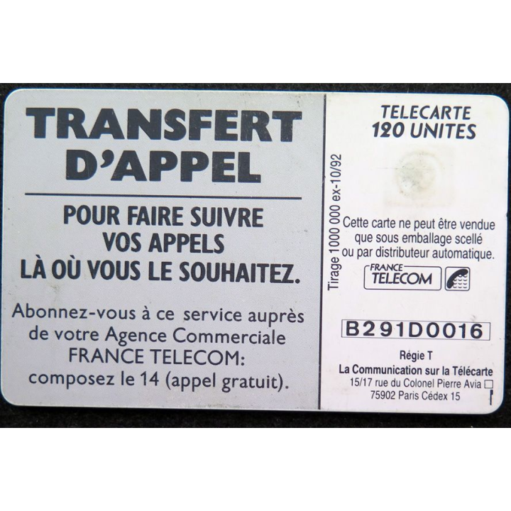 Carte téléphonique télécarte 120 Transfert d'Appel