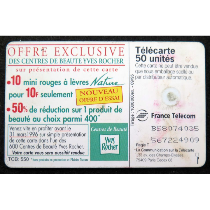 Carte téléphonique télécarte 50 unités Yves Rocher Irrésistible