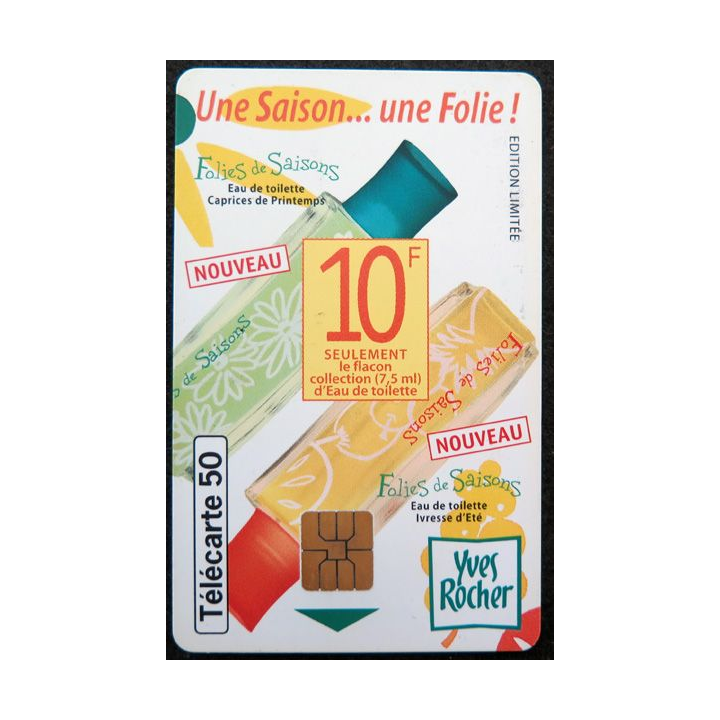 Carte téléphonique télécarte 50 unités Une saison une folie Yves Rocher