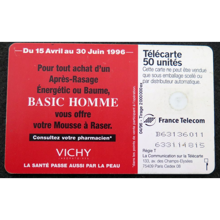 Carte téléphonique télécarte 50 unités Basic Homme