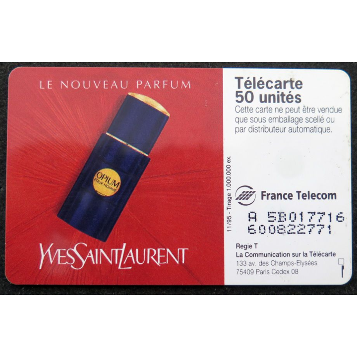 Carte téléphonique télécarte 50 unités Opium pour Homme
