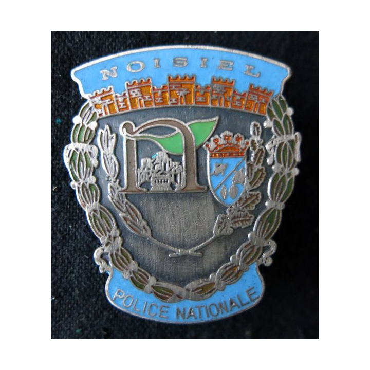POLICE : insigne métallique en émail de la Police nationale de la ville de Noisiel de fabrication JPG