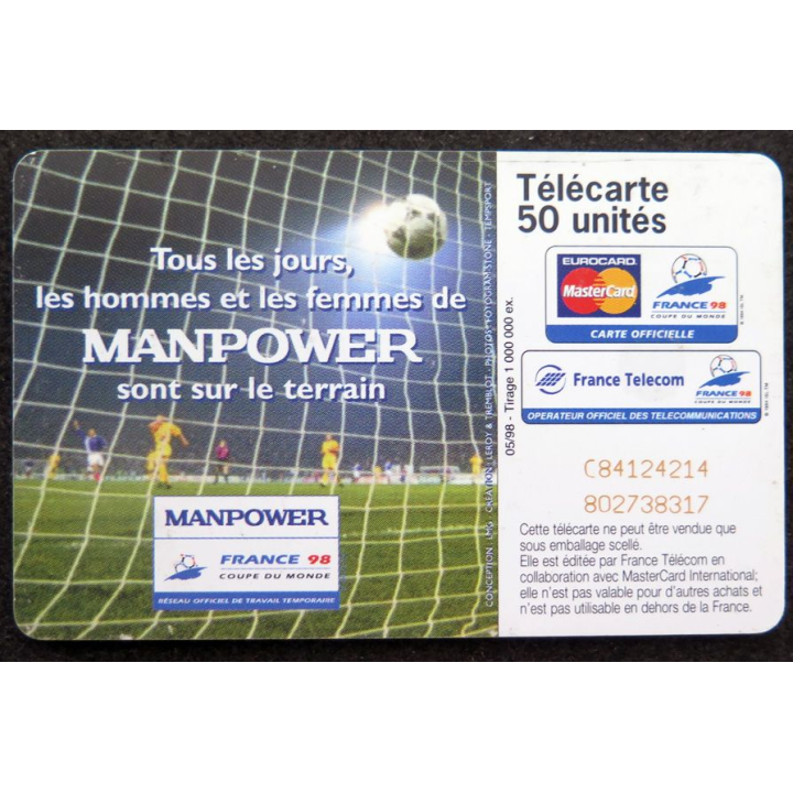 Carte téléphonique télécarte 50 unités Manpower 