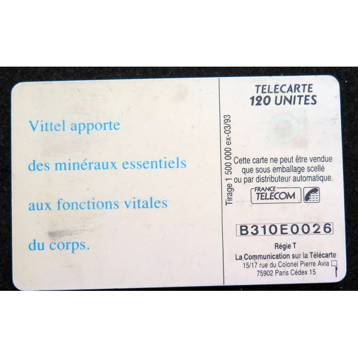 Carte téléphonique télécarte 120 unités Vittel