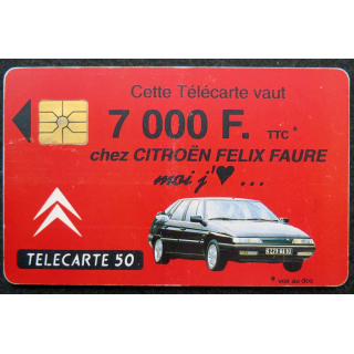 Carte téléphonique télécarte 50 unités Cette télécarte vaut 7000 F chez Citroën Félix Faure