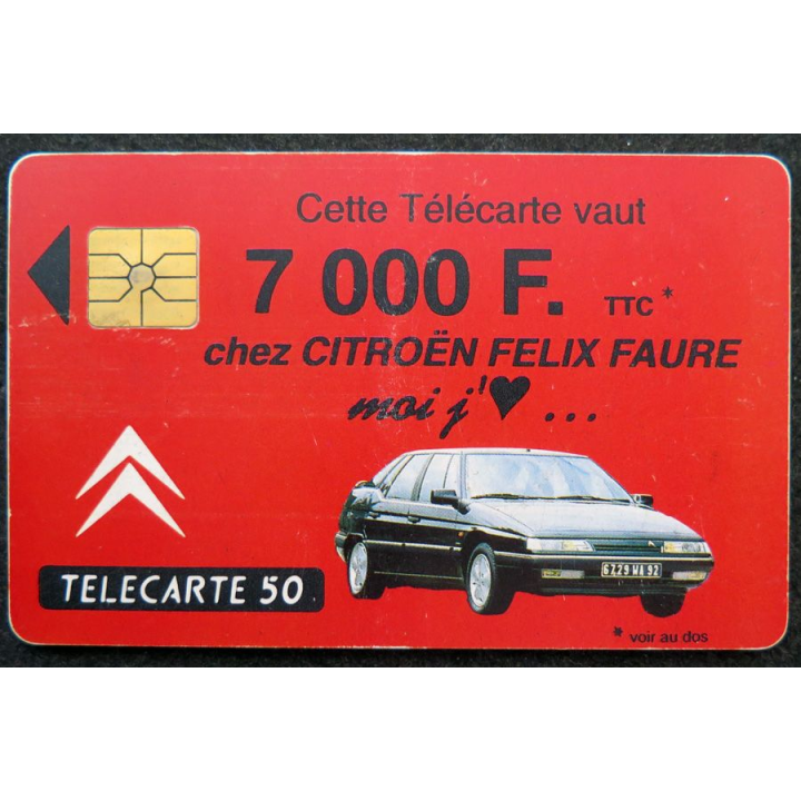 Carte téléphonique télécarte 50 unités Cette télécarte vaut 7000 F chez Citroën Félix Faure