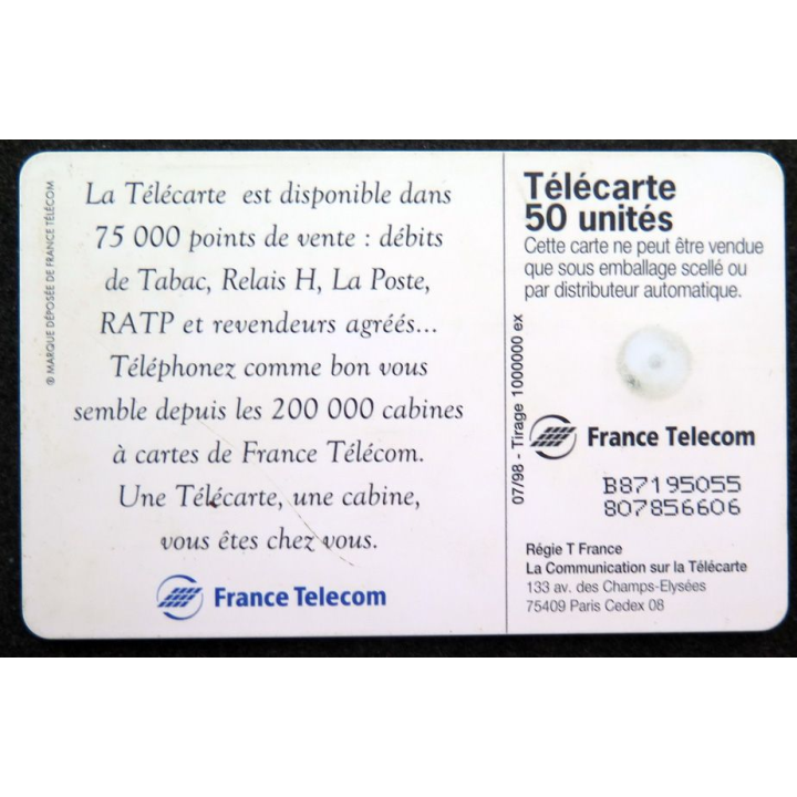 Carte téléphonique télécarte 50 unités Une télécarte, une cabine, vous êtes chez vous