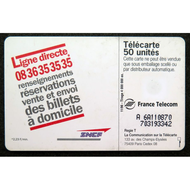 Carte téléphonique télécarte 50 unités Ligne directe SNCF