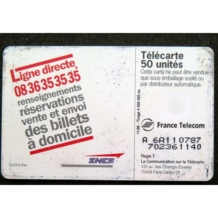 Carte téléphonique télécarte 50 unités Ligne directe SNCF